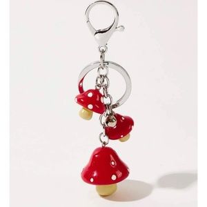 🍄 Style & Glamour Happy Red Spotted Mushroom Key Chain with Bell - NWT